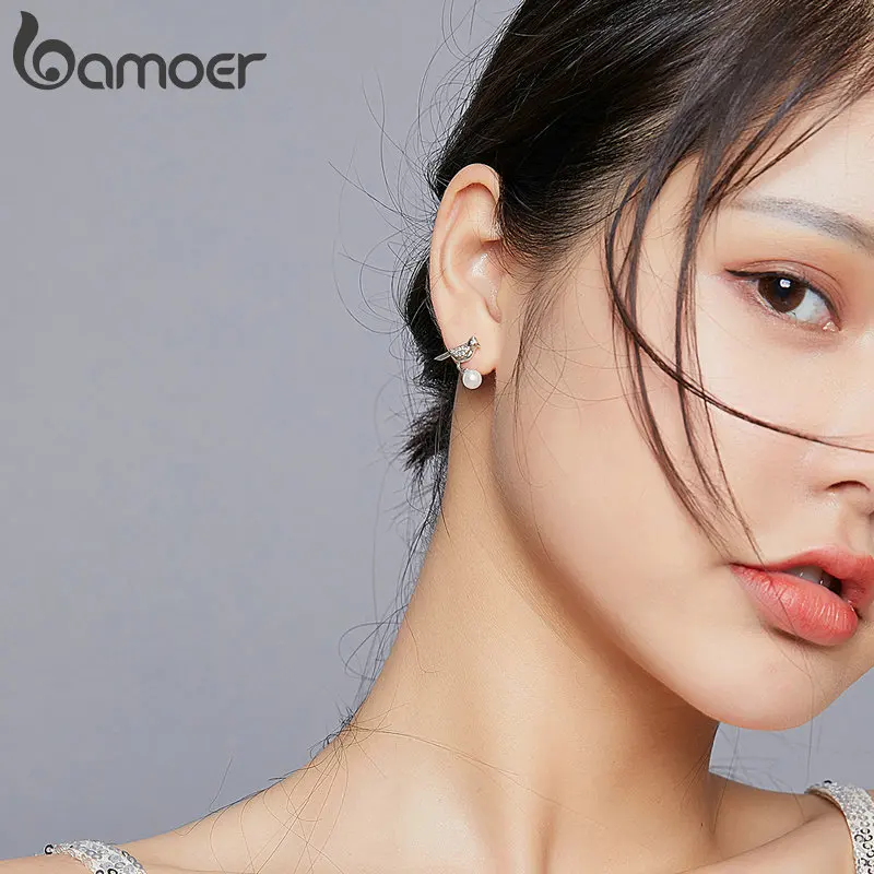 Женское ювелирное изделие из серебра 925 пробы с жемчугом|Серьги-гвоздики| |