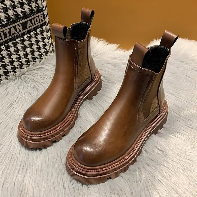 Botines de Plataforma Gruesa para Mujer, Botas de Caña Corta, con Bolsa  para la Suela, con Punta Redonda, Antideslizantes, a la Moda, Novedad, 2021| Botas hasta el tobillo| - AliExpress