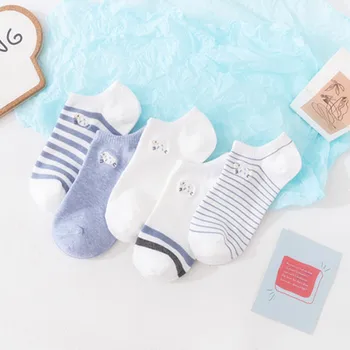 

Women Soft Sock Cartoon Ladies Sheep Printing Socks Striped Colorful Woman Boat Casual Cotton Sox Girls Spring Trendy Skarpetki