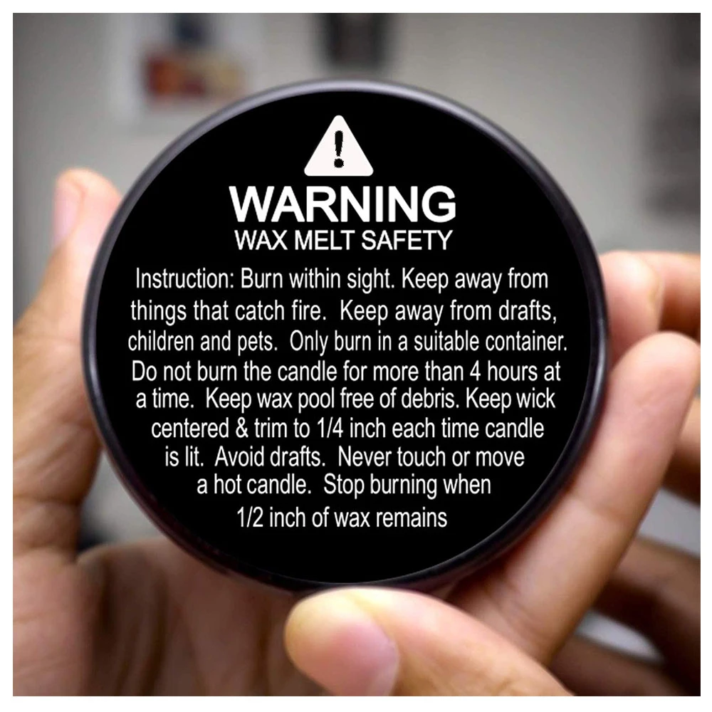 504 Pcs Black Warning Candle Jar Label Sticker Waterproof Self Adhesive For Container Wax Melting Safety Stickers 1.57 Inch