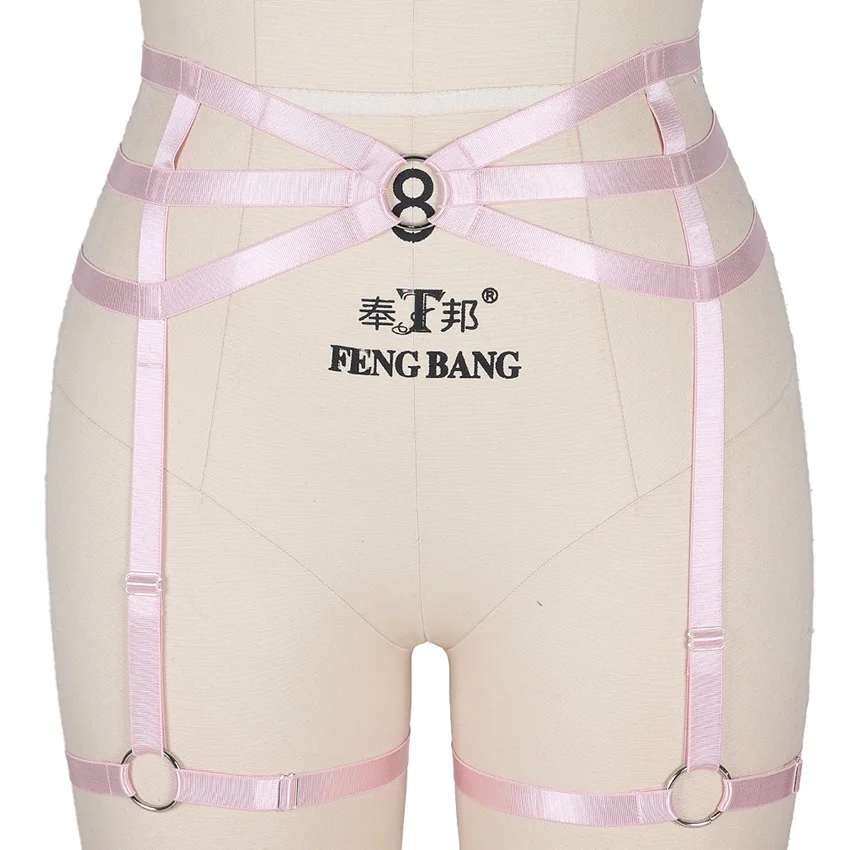 MLCP0010pink Красный ремень с ремешками, клетка, высокая талия, чулки-бандаж, подвязка, клетка для тела, регулируемый подвязка, ремень готический, Рейв, жгут, белье для женщин - Цвет: MLCP0010pink