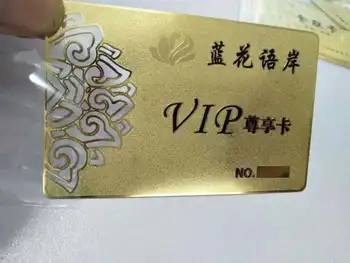 

(100pcs/lot)free design stainless steel plated with gold metal card