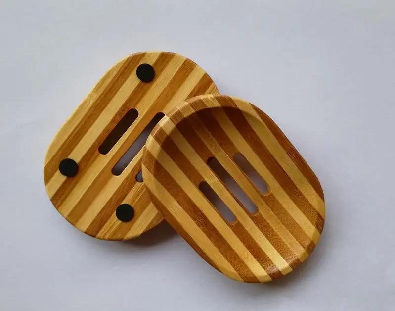 100pcs Natural Bamboo Wooden Soap Dish Wooden Soap Tray Holder Storage Soap Rack Plate Box Container for Bath Shower Bathroom