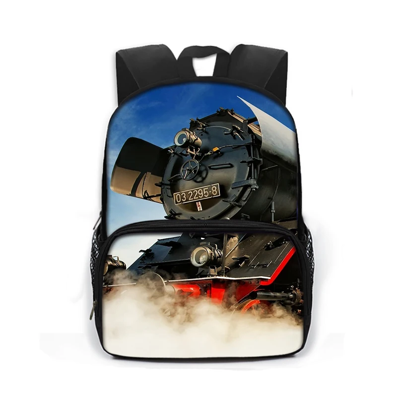 13 Inch Locomotive Train Children School Bags for Boys Girls Book Bag Kid Kindergarten Bag Cartoon School Backpack Small Daypack