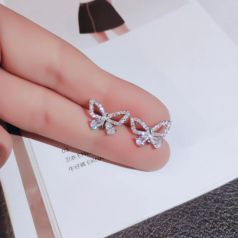 Utmtree-pendientes de tuerca de mariposa para mujer, de Plata de Ley 925 de lujo, pendiente de circonia cúbica de plata de ley, joyería brincos