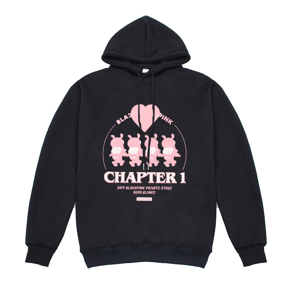 BLACKPINK Kpop толстовка плюс бархат Корейская версия для мужчин и женщин весна осень Пальто кофта с капюшоном Толстовка Зимняя Куртка