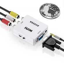 1080p mini conversor de vídeo rca av para vga conversor de vídeo com áudio de 3.5mm av2vga/cvbs + áudio para pc hdtv conversor