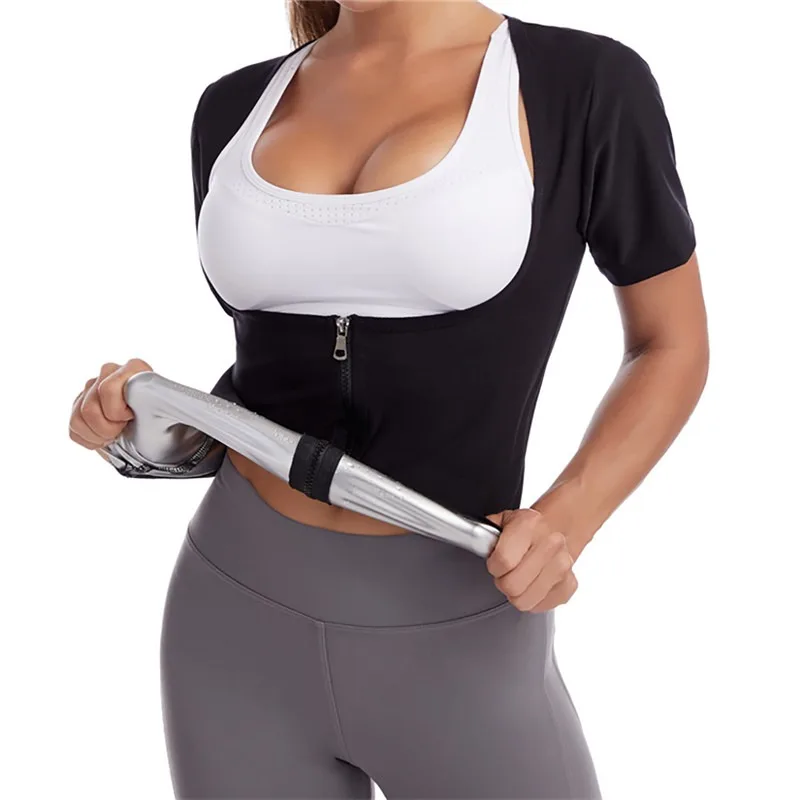 leonisa shapewear Women Sauna Shaper Tops Long Sleeve Thermo Sweat Shapewear Slimming Zipper Waist Trainer Corset Gym Fitness Hot Workout Shirt backless shapewear