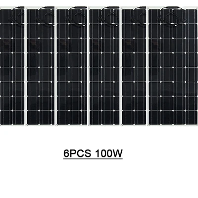Новая гибкая солнечная панель 200 Вт 300 Вт/400 Вт/600 Вт/800 Вт монокристаллическая солнечная батарея Гибкая панель для 12 В 24 вольт комплект системы - Цвет: 6PCS PET 100W