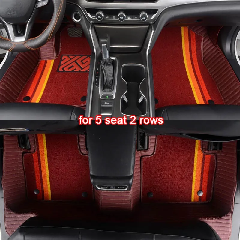 KADULEE пользовательские автомобильные коврики для honda Fit CRV accord civic city jazz CRZ URV ENVIX stream elysion spirior insight коврик для ног - Название цвета: 5 seats 2 rows
