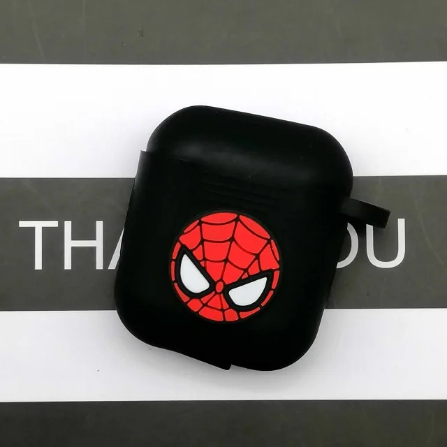 blackSpiderman Милый мультяшный Bluetooth беспроводной Чехол для наушников для Apple AirPods 2 Силиконовый чехол для зарядки наушников для Airpods защитный чехол - Цвет: blackSpiderman