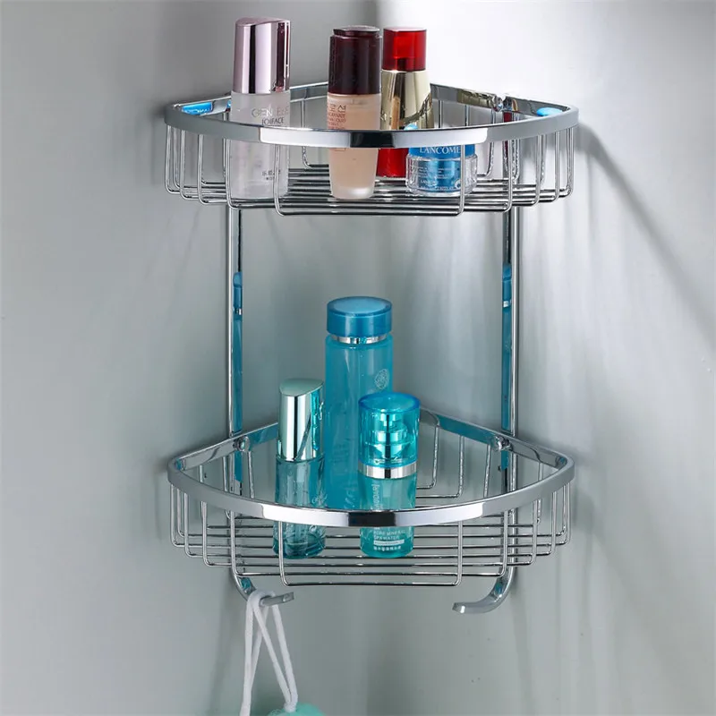 Winmien 2 Pack Bathroom Corner Shelf, SUS 304 Stainless Steel Wall Mounted  Shower Corner Caddy with Adhesive, No Drilling, No Rust, Sto