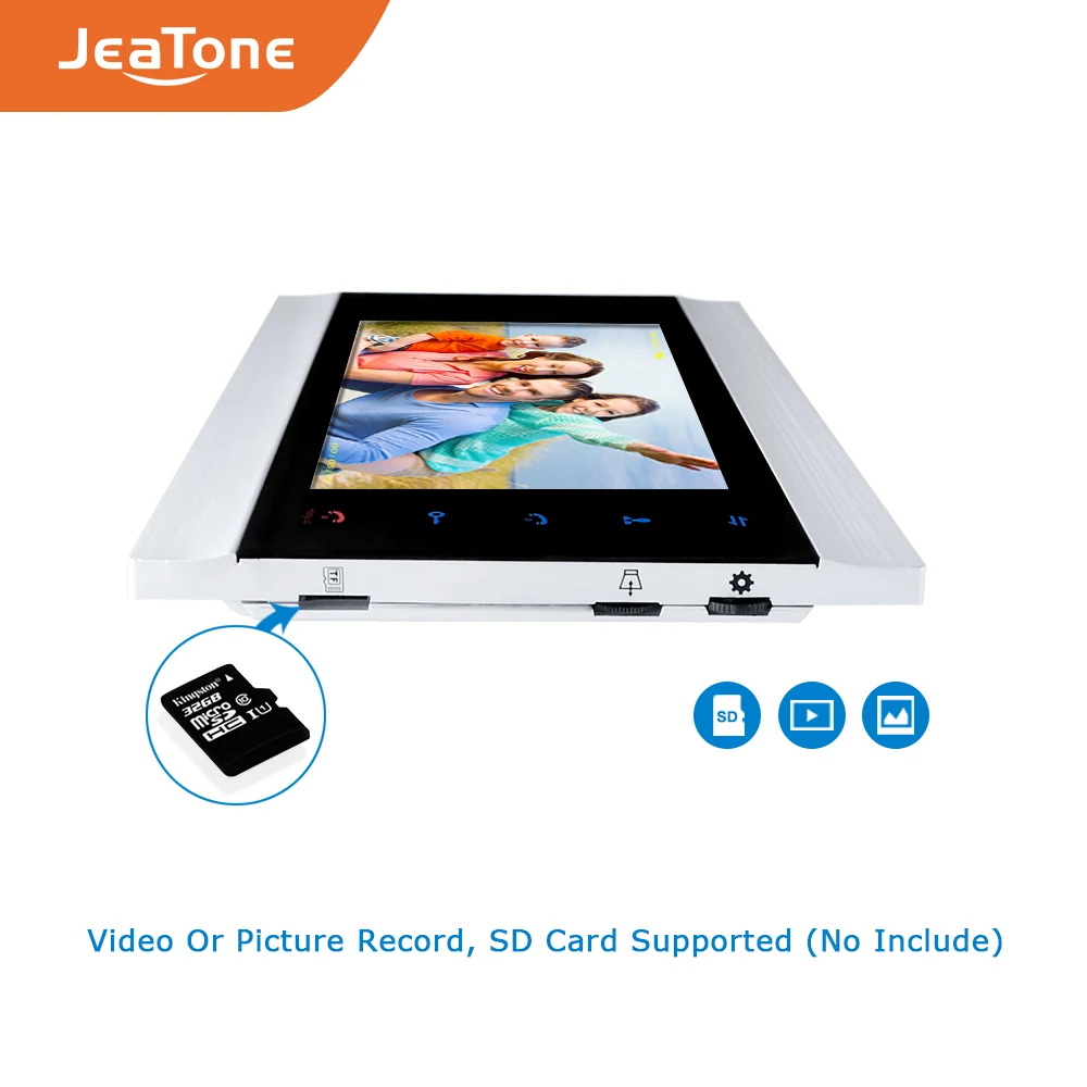 Jeatone 7'' WiFi IP Video Door Phone Intercom System+Waterproof 1200TVL Mini Doorbell and CCTV Camera , Support Remote unlock