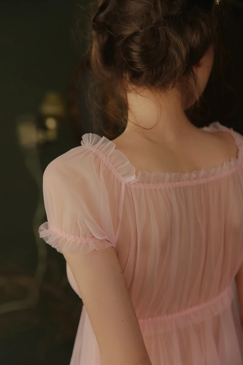Милые ночные рубашки «Принцесса» ночная рубашка ночное белье Лолита Kawaii шифоновое платье черный белый Pnk милое Ночное платье