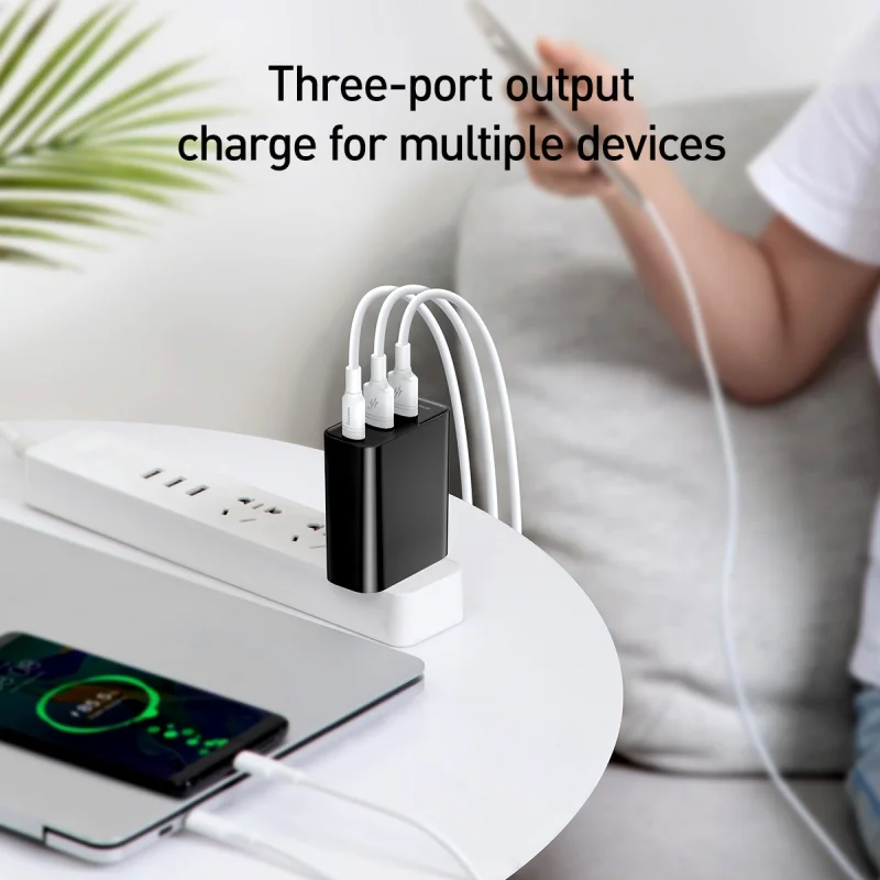 Baseus 60 Вт Usb зарядное устройство usb type-C быстрое зарядное устройство двухдиапазонный Usb слот и адаптер США для зарядки телефона путешествия настенное зарядное устройство с 1 м