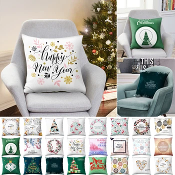 

Merry Christmas Pillowcase Peach Skin Throw Pillow Sofa Cushion Cover Home Decor Funda Cojin Housse De Coussin Cojines Hot