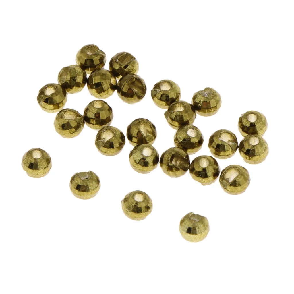 25pcs Tungsten Fly Tying Slotted Diamond Faceted Beads Fishing Lures Nymph Head Beads 3mm