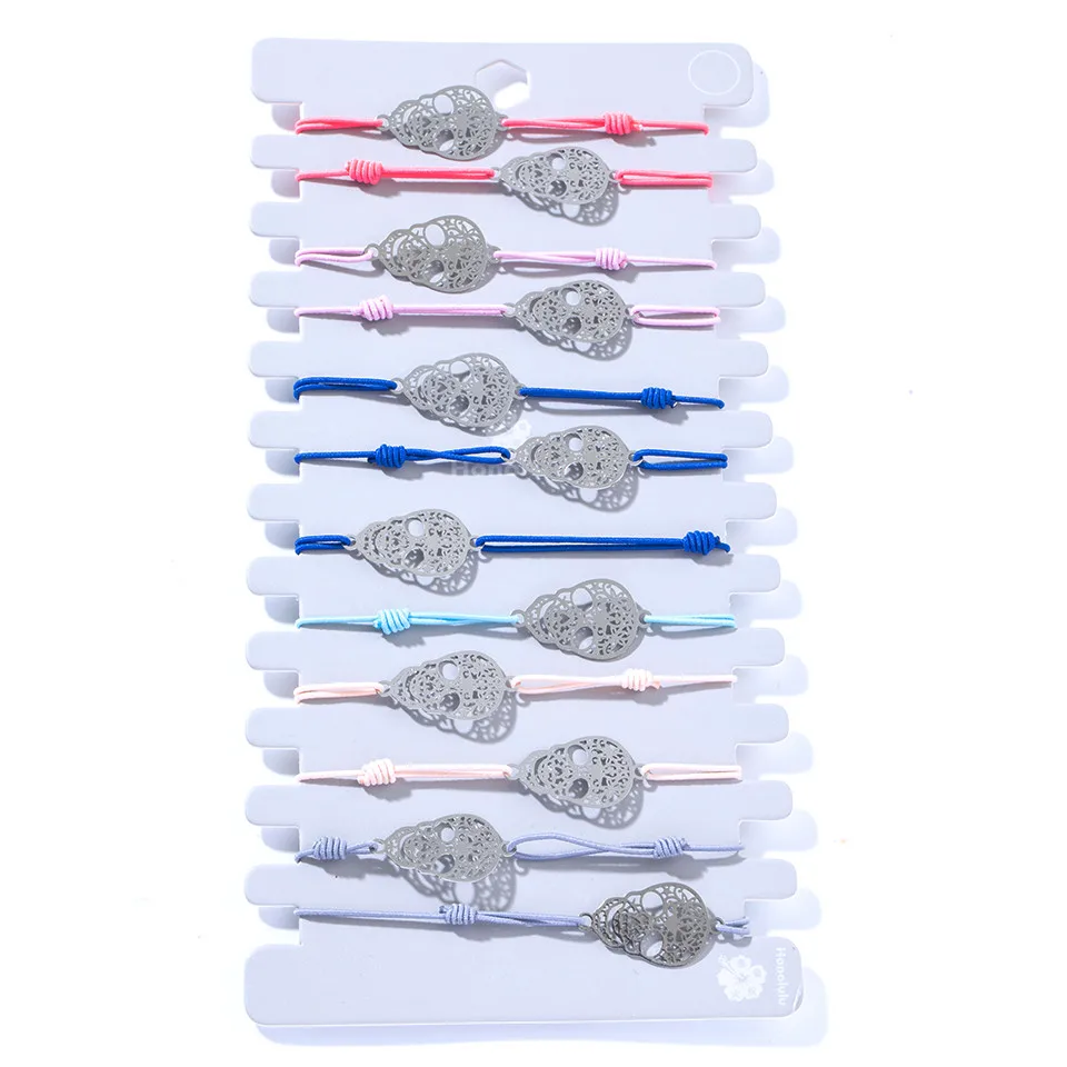 Skull-Silver Простое Сердце Женские Ножные Браслеты Босоножки Женские Браслеты Лодыжки Морская Звезда Цветок Жизни Дерево Бабочка Нога Ювелирные Изделия Ноги Веревка Браслет - Окраска металла: Skull-Silver