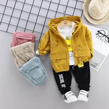 Высококачественный комплект одежды для мальчиков 0-4 лет, новинка года, осенний спортивный костюм для активных детей с героями мультфильмов детская одежда, пальто+ футболка+ штаны