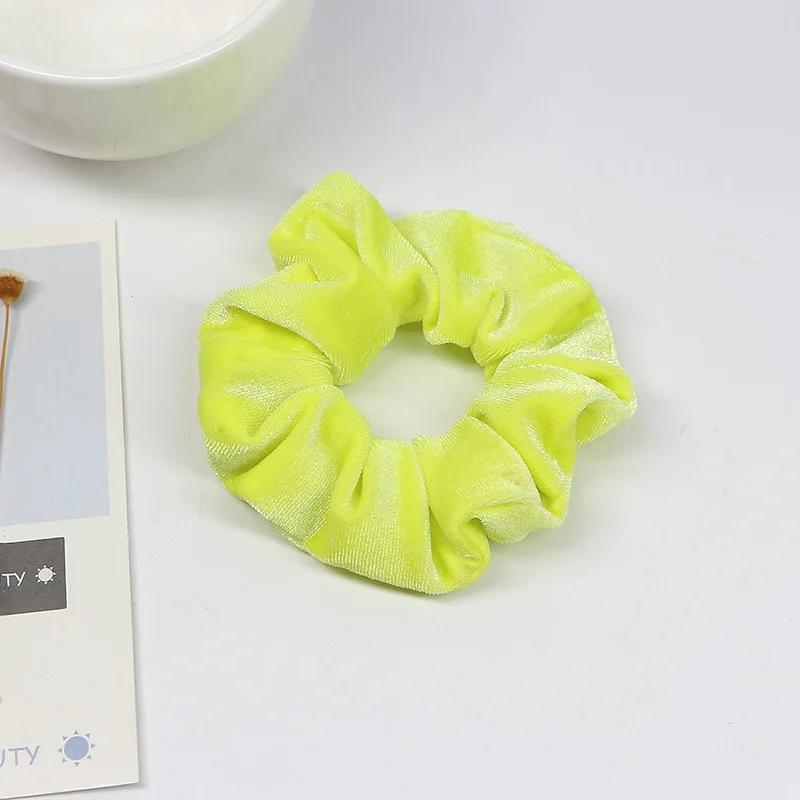 yellow scrunchies 1 шт., повязка для волос, окрашенная резинка для волос, бархатные аксессуары для волос для женщин и девочек, повязка на голову, эластичная резиновая резинка для волос, резинка для волос, кольцо, конский хвост, держатель - Цвет: yellow scrunchies