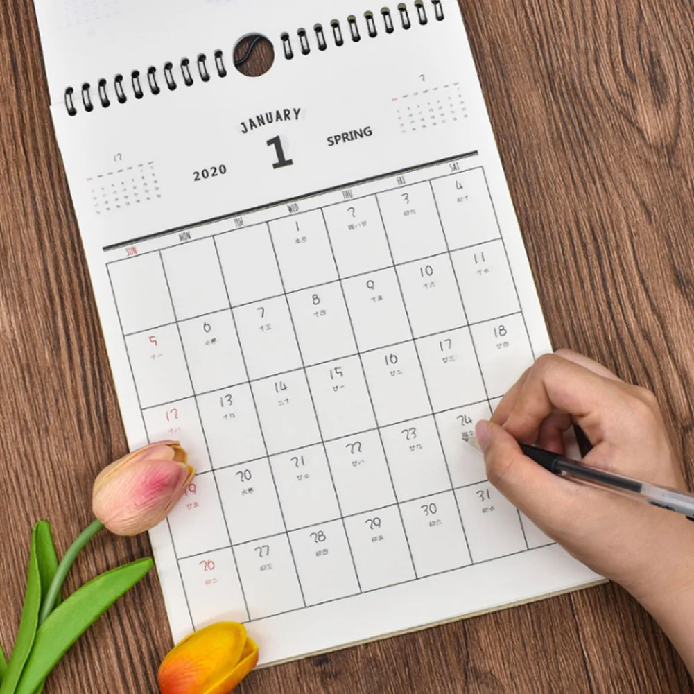 Wall Calendar Hand Drawing Hanging Daily Schedule Annual Planner Cartoon Office Monthly Academic Organizer Paper Home