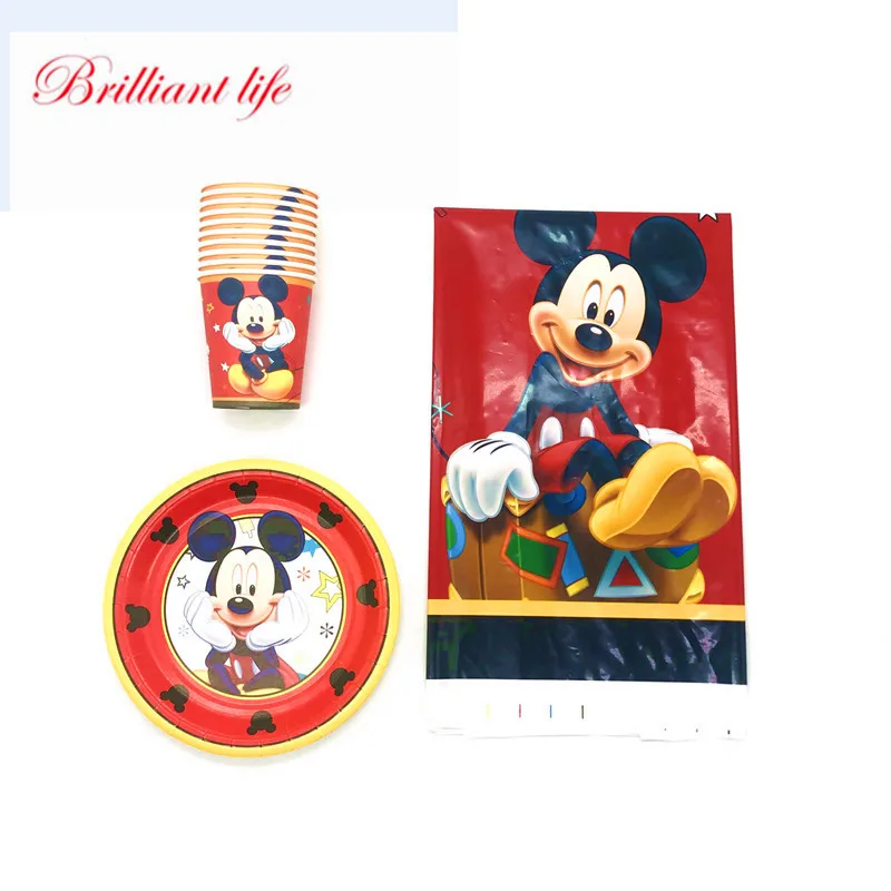 21/41pcs Disney Red Mickey Mouse Party Supplies Disposable Cups Plates Kids Birthday Tablecloth Decorations | Дом и сад
