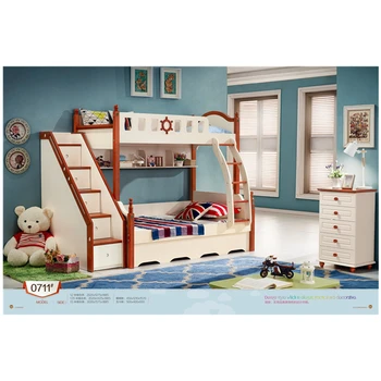 

Children bedroom furniture modern panel bunk safty bed with staircase kids bed