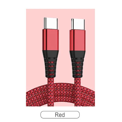 Для samsung S10 S9 S8 Note 9 huawei mate 20 кабель usb type c to type c для macbook xiaomi Mi9 Pro PD 60 Вт QC3.0 4,0 Кабель зарядного устройства - Цвет: Red