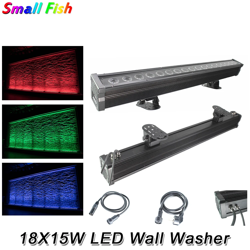 2Pcs/Lot IP65 Waterproof Wall Washer Lights 18X15W LED RGBWA 5IN1 LED Washer Wall Lights Outdoor LED Line Bar Wash Stage Lights