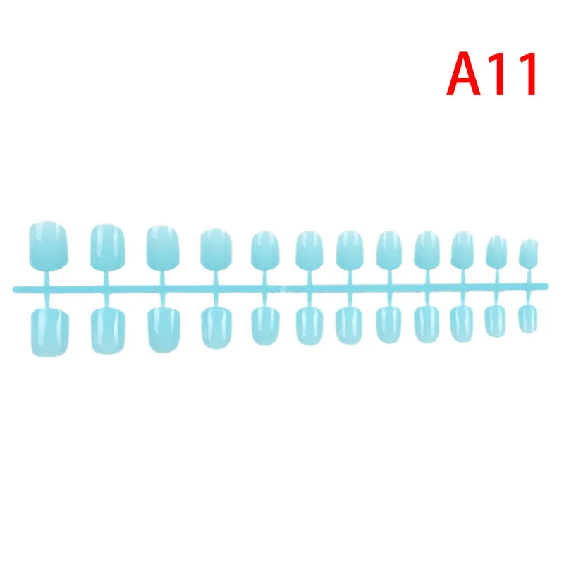 11 ABS Artificial Finger Tips Press On Short Round Nail Art Decorations Made up 31 Color 24pcs Short False Nails Fake Nails - Цвет: 11