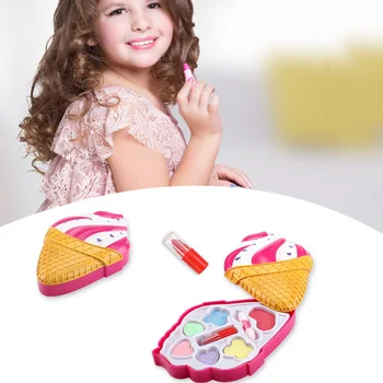 

Ice Cream Shape Washable Lipstick Eye Shadow Palette Pretend Play Makeup Kid Toy