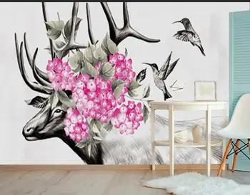

[Self-Adhesive] 3D Deer And Flower WG739 Wall Paper mural Wall Print Decal Wall Murals Belly