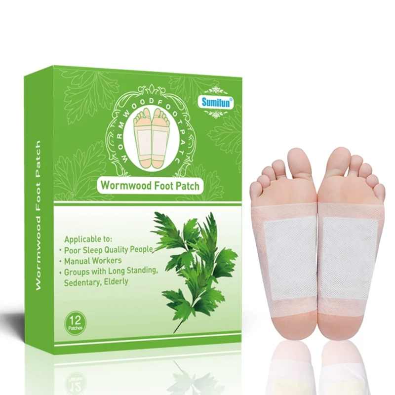 

12 Pcs Feet Mask, Wormwood Foot Patch, Slimming Cleansing Herbal Foot Spa Promote Blood Circulation Improve Sleeping Foot Sticke