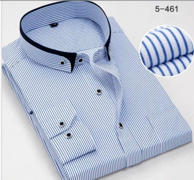 Весенние мужские рубашки 7xl 8xl 9xl 10xl мужские рубашки с длинным рукавом Формальные Деловые повседневные размера плюс мужские рубашки в полоску - Цвет: Синий