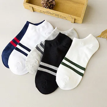 

Men Stripe Sock Black White Cotton Boat Socks Mens Compression Korean Happy Funny Novelty Streetwear Trendy Casual Calcetines