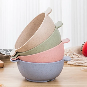 

Wheat Straw Dinner Plates and Wheat Straw Bowl and Spoon Set-Microwave Safe Lunch Plates Reusable Eco-Friendly