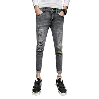 

Korean Skinny Jeans Men Fashion 2020 Summer Slim Fit Ripped Jeans For Men Ankle Length Streetwear Men Jeans Pants All Match 34
