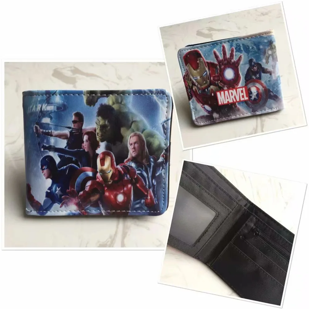С принтами "Marvel", "Мстители", Капитан Америка/Халк/фильма «Дэдпул»; рубашки с героями мультфильмов кошелек модные кошельки Для мужчин аниме Кошельки подарок