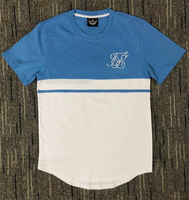 Men Sik Silk Kanye West T-Shirt Casual Hip Hop Irregular cut Curve O neck Short Sleeved T-shirts Black blue orange | Мужская одежда