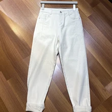 Женские модные Свободные флисовые плюс бархатные однотонные джинсы 1216