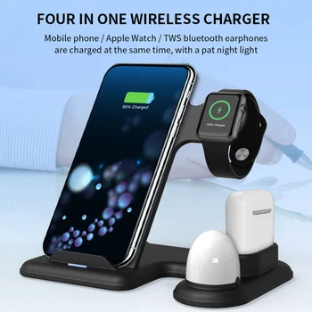 

New Wireless Charger Stand Dock Fast Wireless Charging Dock Bracket Holder 3 in 1 Large Sensing Distance Range Night Light