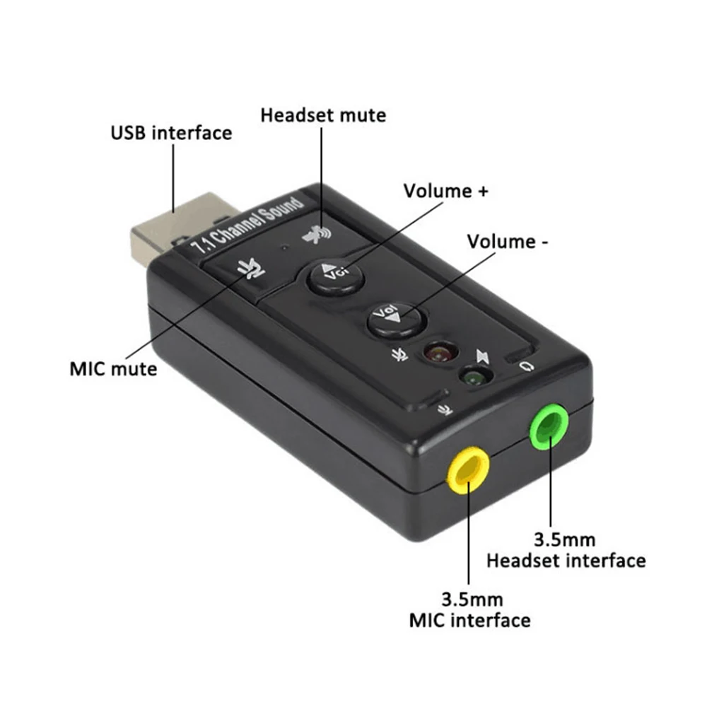 7,1 Внешняя USB звуковая карта USB к разъему 3,5 мм аудио адаптер для наушников Micphone Звуковая карта для Mac Win Compter Android Linux