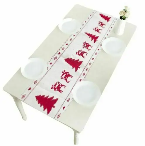  Christmas Table Runner Santa Claus Elk Snowman Design Decorative Tablecloth New Year Home Party Dec