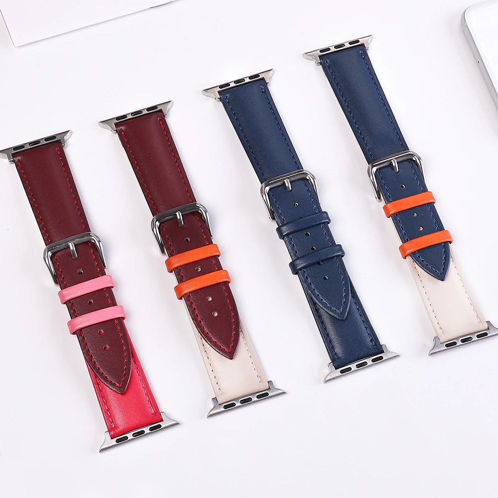Ремешок Apple watch band series для 2 3 4 5 6 iwatch кожаный мужской и женский браслет 38 мм 40 44 42