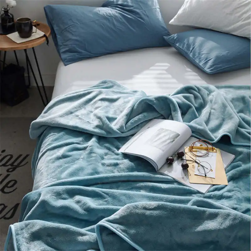 

11 Colors Flannel Blanket Gift Blanket Autumn Winter Warm Soft Thick Solid Color Blanket Skin Friendly Blanket