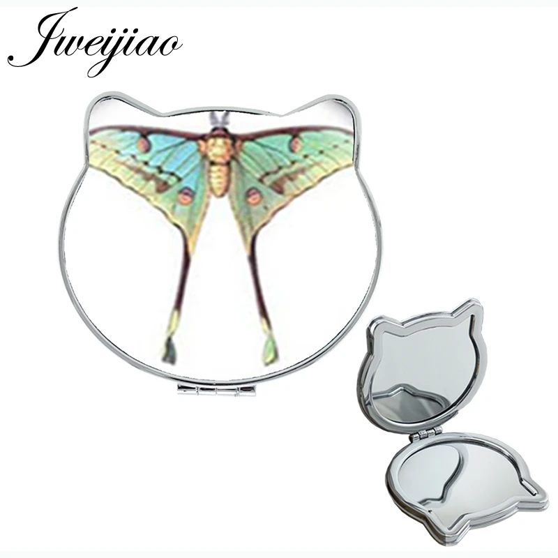 

JWEIJIAO cute Butterfly specimens Gift Magnifier Ear Shaped Health PU Compact Hand Vanity Portable leather mirror spiegel D1249