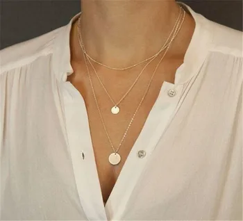 

SexeMara European and American fashion accessories 2019 new size electroplated sequins and beautiful multi layer long necklaces