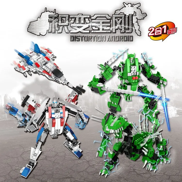 

Kai Connaught Fight Inserted Robot Stegosaurus Building Blocks Transformation Small Particles Toy Two Fit Fighter Plane Educatio