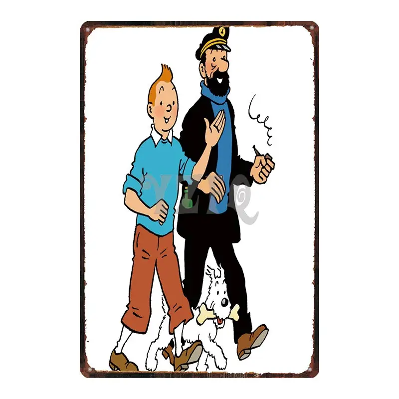 Tintin во Франции Оловянная металлическая табличка металлическая винтажная потертая шикарная детская Подарочная настенная домашняя художественная Детская комната Декор Живопись DU-4213A - Цвет: DU-4196