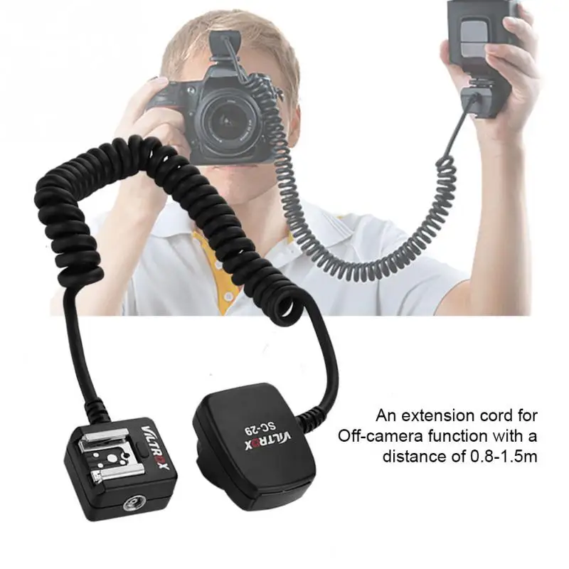 Черный Viltrox SC-29 ttl синхронизация шнур вспышки света от камеры Фокус Assist кабель для Nikon горячий башмак 0,8 м DSLR Flash спуск затвора - Цвет: Черный